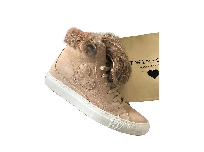 Baskets compensées Twin Set en daim rose 41