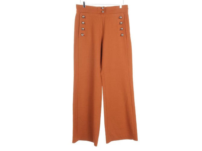 Chloé Pantalons, leggings Laine Elasthane Marron  ref.107852