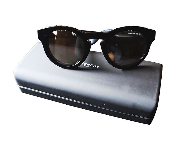 Givenchy 7007 Occhiali da sole in acetato nero con lenti a specchio argento