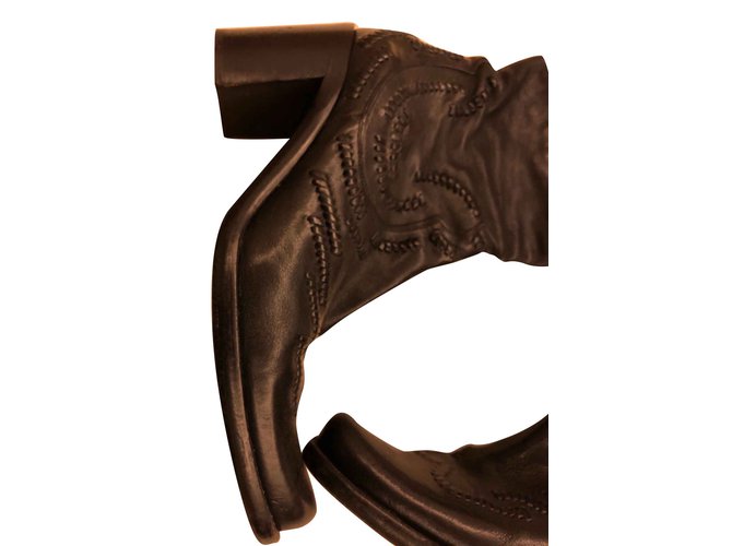 Free Lance Cow boy boots with stitching design on them Black Leather  ref.107942