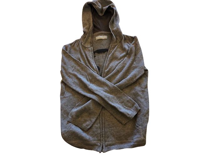 Zadig & Voltaire Chaqueta gris con cremallera y sudadera con capucha