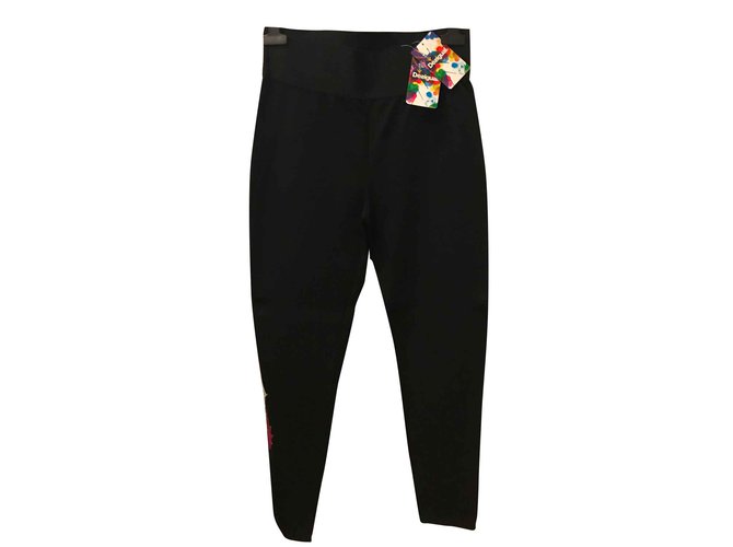 Desigual Pants, leggings Black Cotton  ref.108019
