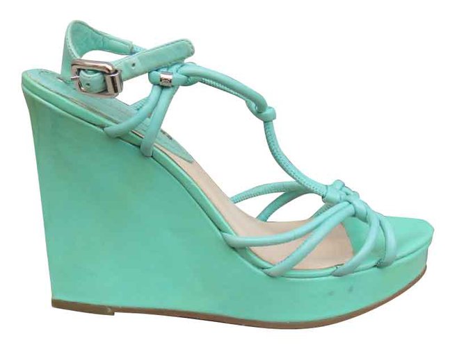 Céline Sandalias Turquesa Charol  ref.108065