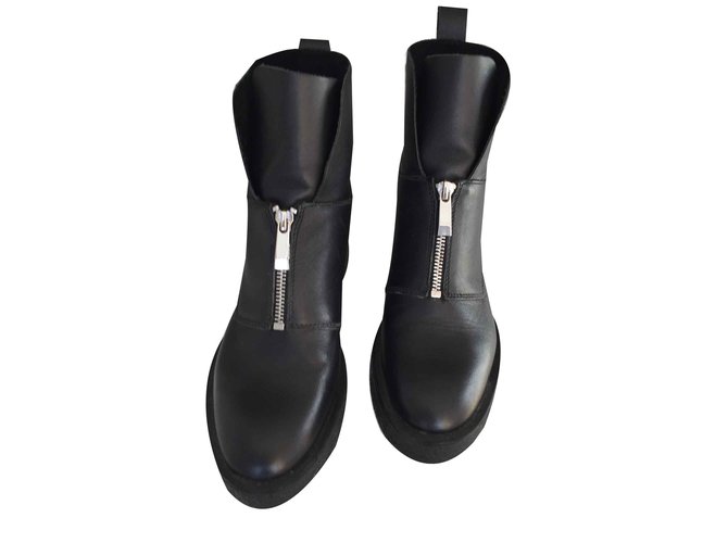 Zara Bottine Black Leather  ref.108110