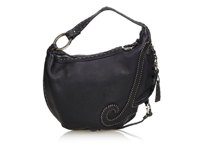 Fendi Selleria Oyster Bag Black Leather  ref.108252