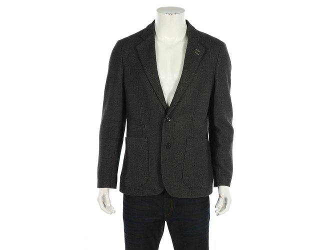 Autre Marque Blazers Jackets Dark grey Polyester Wool  ref.108267