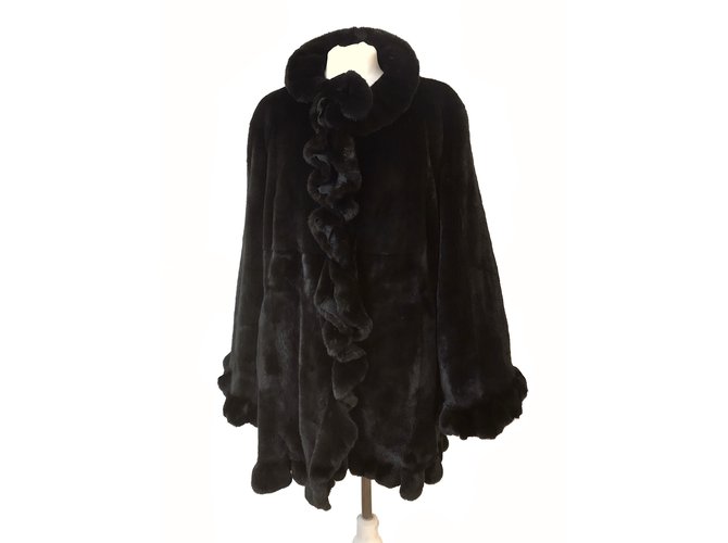 Braschi Nafa Coat Coat Fourrure Noir Marron foncé  ref.108272