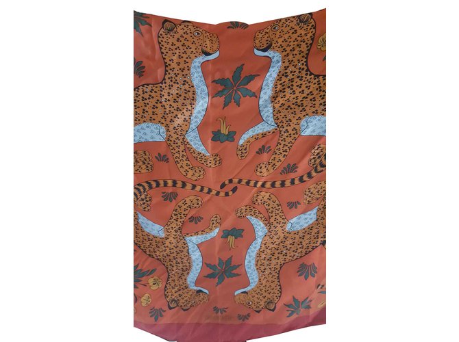 Hermès Leopards Orange Silk  ref.108285