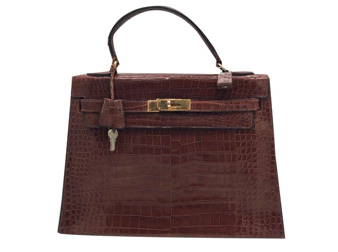 Hermès kelly crocodile brown Light brown Exotic leather  ref.108307