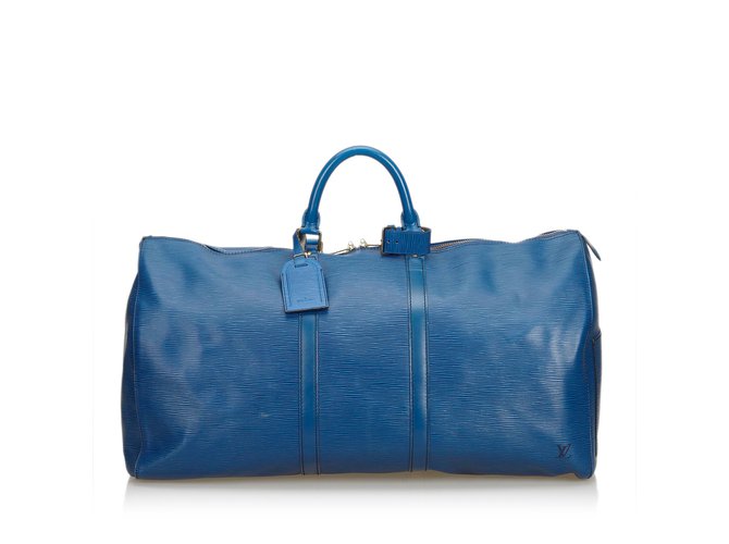 Louis Vuitton Epi Keepall 55 Blue Leather  ref.108381