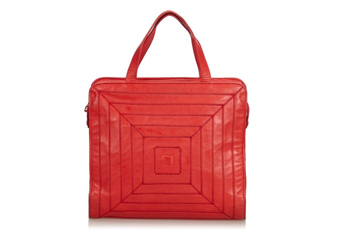 Fendi Leather Tote Bag Red  ref.108414
