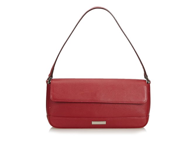Burberry Leather Baguette Red  ref.108423