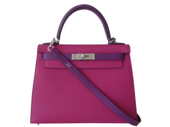 Hermès Hermes Kelly Tasche 28 Sellier Pink Lila Leder  ref.108484
