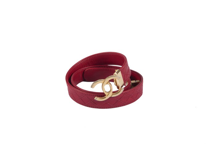 Chanel Timeless belt Red Leather  ref.108500