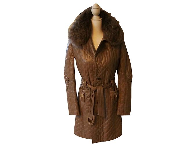 Rizal Lammleder Trenchcoat Taupe