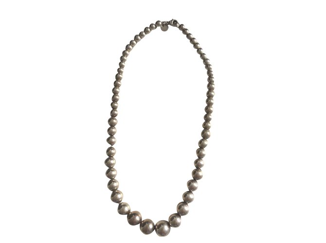 Collier TIFFANY & CO perles graduées - Argent Argenté  ref.108514