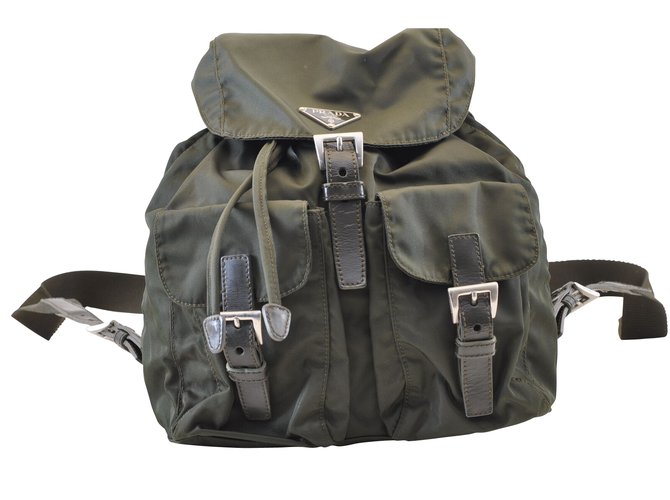 Prada backpack Khaki Synthetic  - Joli Closet