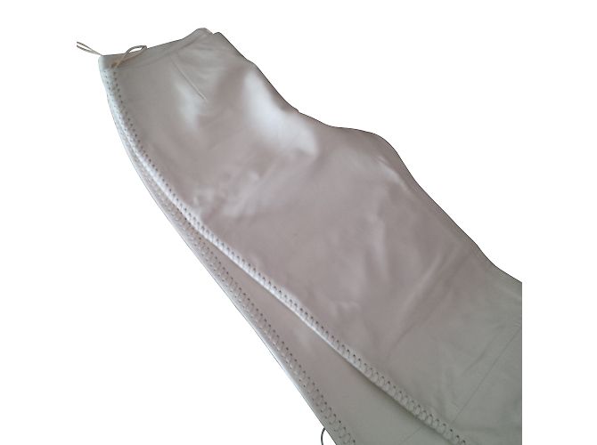 Pantalones de cuero beige Thierry Mugler corte recto