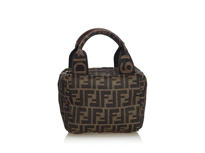 Fendi Zucca Jacquard Handbag Brown Cloth  ref.108631
