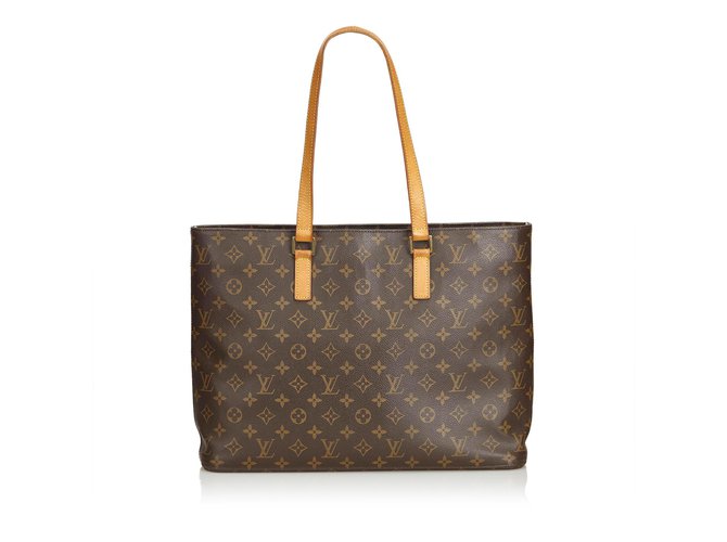 Louis Vuitton Monogram Luco Tote Brown Leather Cloth  ref.108640