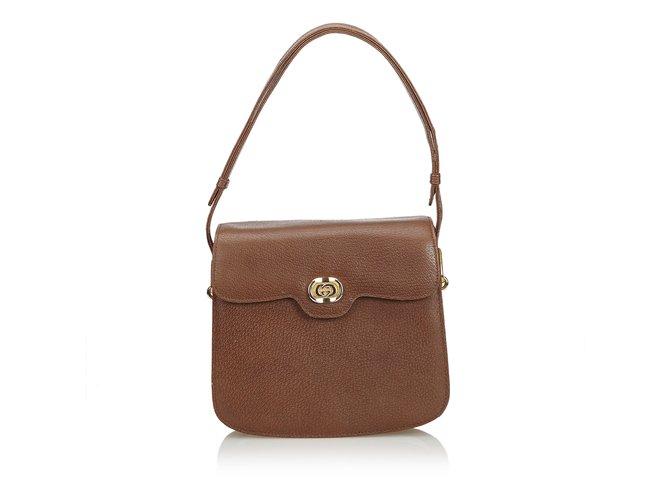 Old Gucci Leather Handbag Brown  ref.108646
