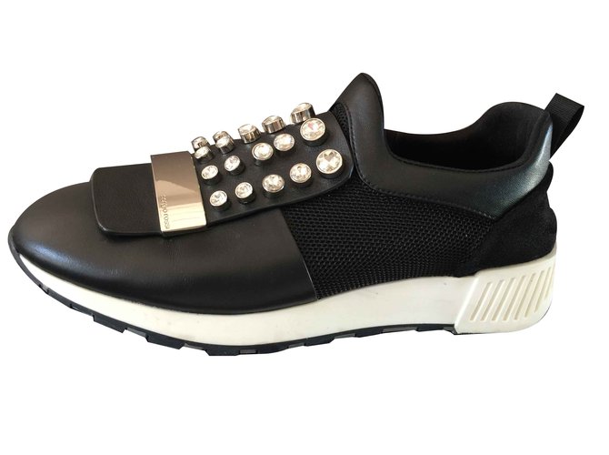 sergio rossi, Leather sneakers Black  ref.108686