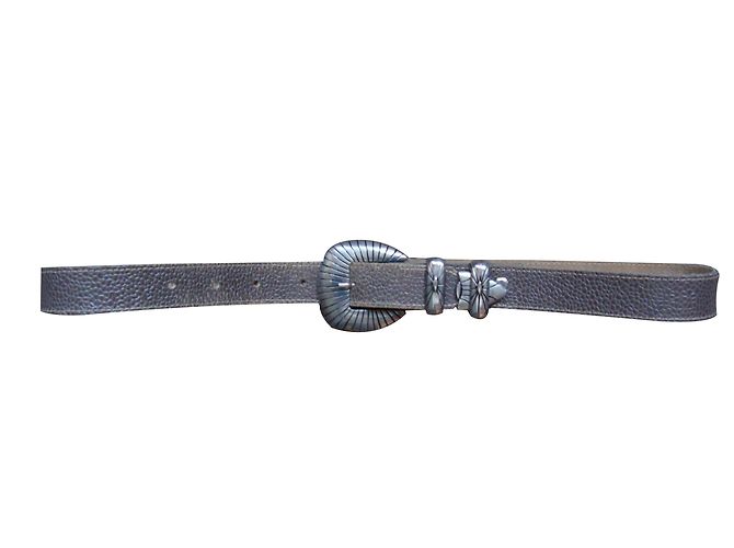 inconnue Ledergürtel in Grau 75 cm
