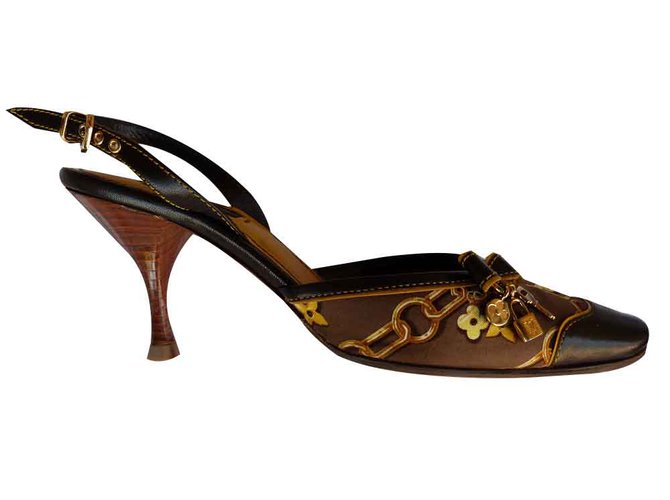 Louis Vuitton Brown Leather Slingback Sandals It 37.5 | 7.5