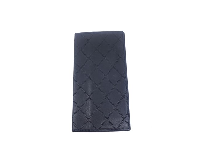 Chanel billetera larga Negro Cuero  ref.108750
