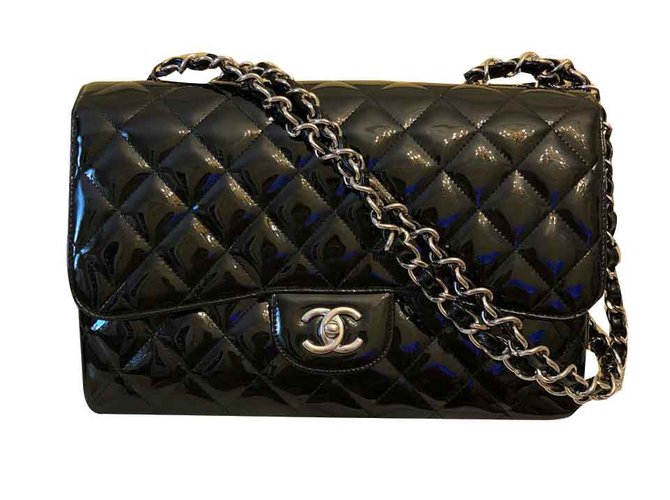 Chanel Jumbo Black Patent leather  ref.108850