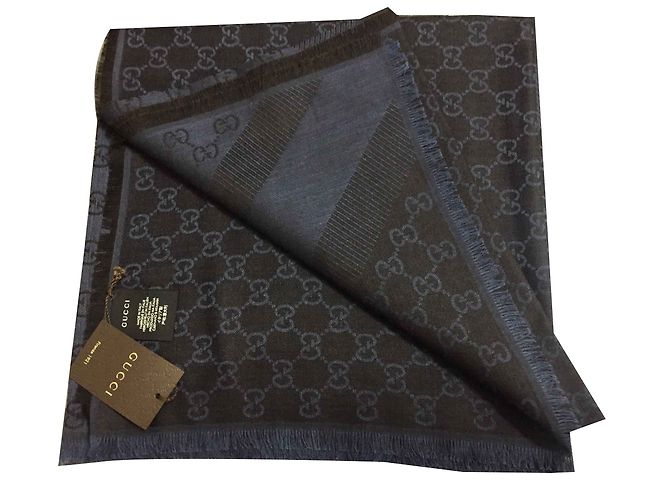 Gucci Sciarpa monogramma blu navy