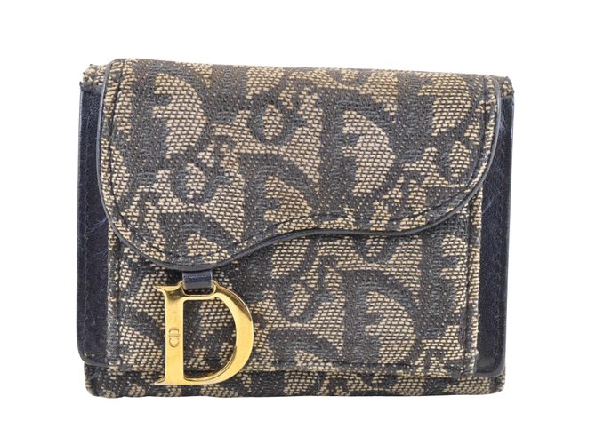 Dior Trotter Brieftasche Blau Leinwand  ref.108914
