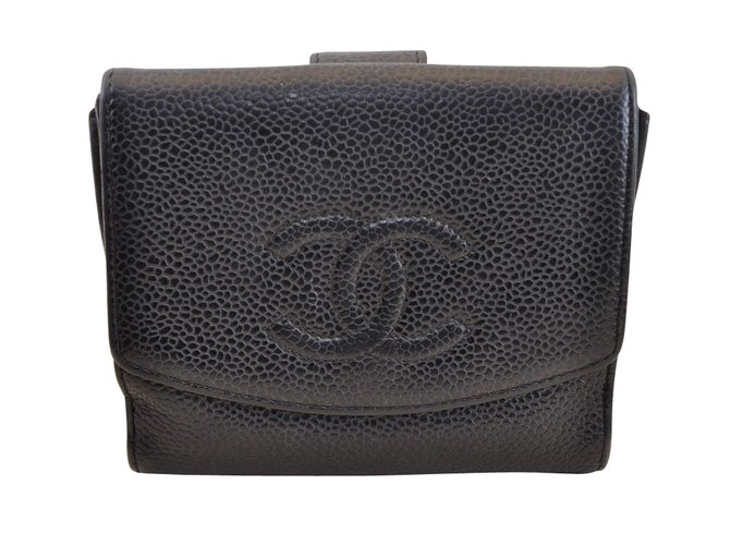Portefeuille en cuir Chanel Noir  ref.108917