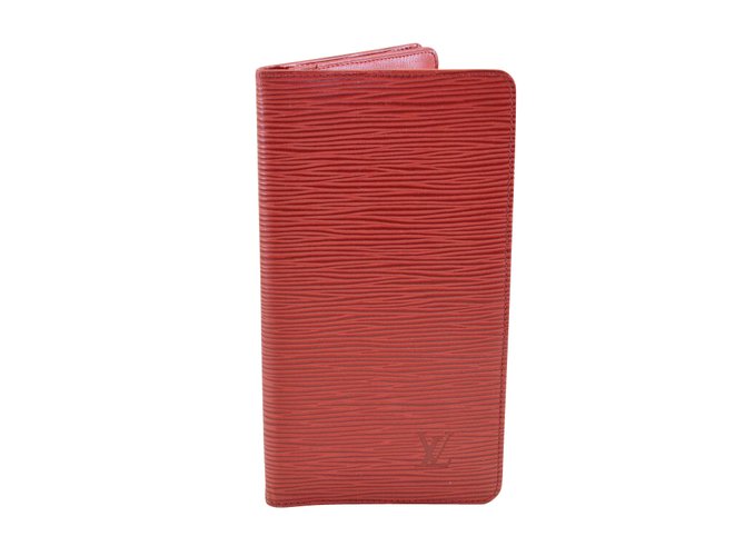 Louis Vuitton Epi Geldbörse Rot Leder  ref.108919