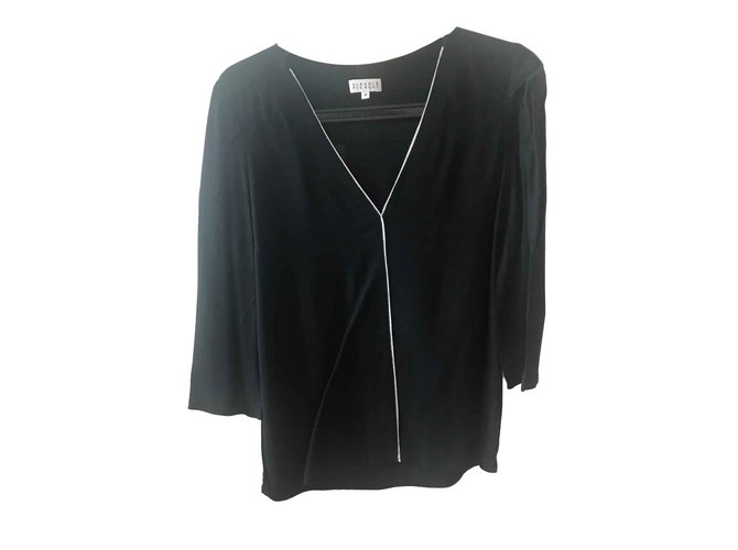 Claudie Pierlot New black blouse silver liseret Viscose  ref.108923