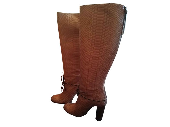 Chloé Stiefel Hellbraun Python