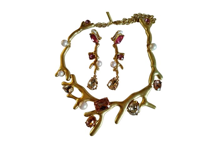 Oscar de la Renta Conjuntos de joyería Rosa Chapado en oro  ref.108951