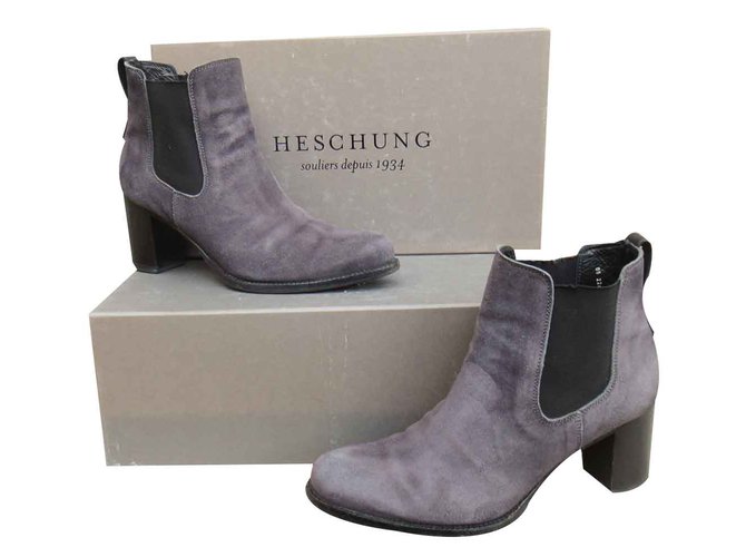 Heschung Ankle Boots Grey Purple Deerskin  ref.109028