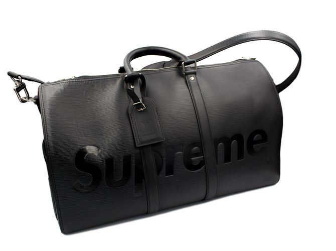 Louis Vuitton Keepall Supreme Black Leather  ref.109056