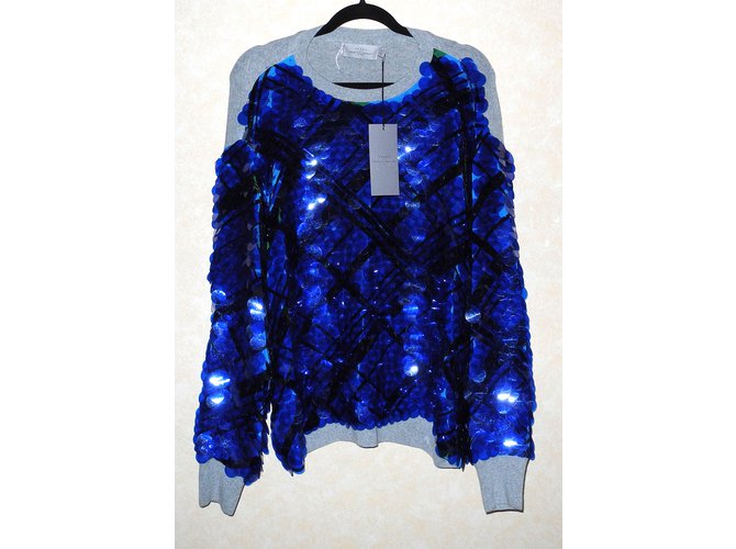 Preen By Thornton Bregazzi Knitwear Blue Grey Silk Cashmere Wool  ref.109057