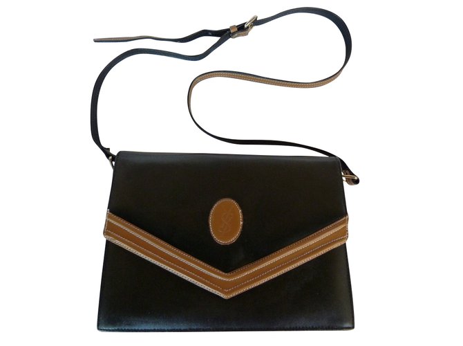 Yves Saint Laurent Handbags Black Beige Leather  ref.109072