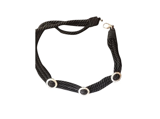 Autre Marque Black belt and rhinestones Silvery Rope  ref.109092