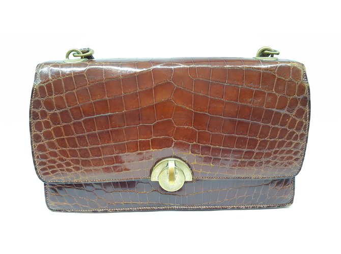 Hermès Crocodile handbag Light brown Exotic leather  ref.109133