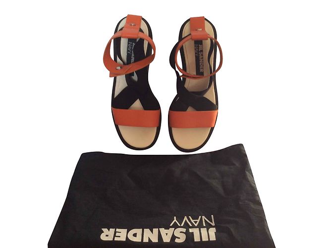 Mule con zeppa Jil Sander pelle nero arancione 37