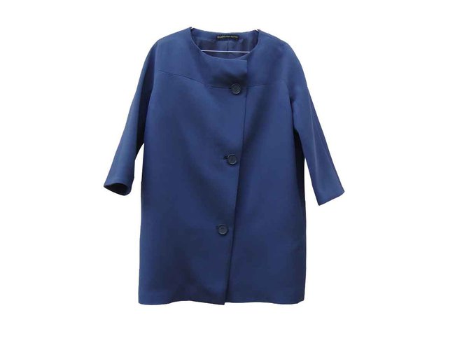 Balenciaga Coats, Outerwear Blue Silk Wool  ref.109206