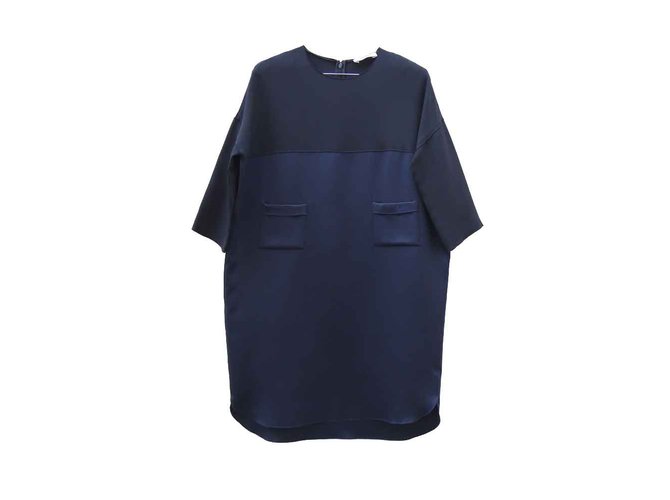 Céline Dresses Black Navy blue Silk Wool  ref.109207