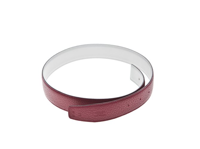 Hermès Reversible leather belt maroon/grey Dark red  ref.109245