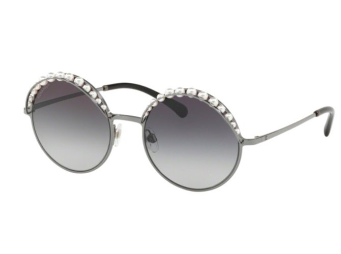 Chanel Gafas de sol Negro Gris Metal Vidrio  ref.109281