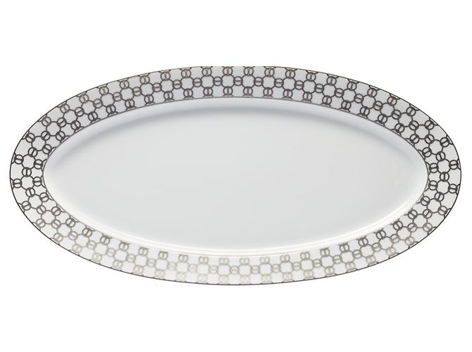 Hermès Hermes Fil D’argent Platter 23” White Beige Grey 