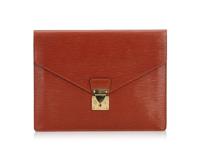 Louis Vuitton Epi Porte Documents Senateur Brown Leather  ref.109350